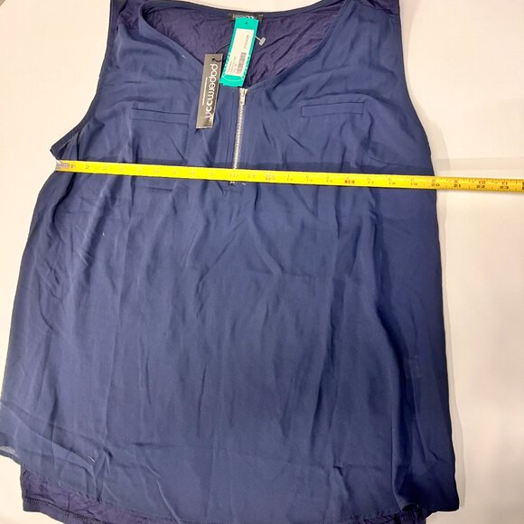 Papermoon Women's Plus 2X Bighton Quarter Zip Tank Top Sleeveless Blouse Navy Bl - Picture 6 of 9